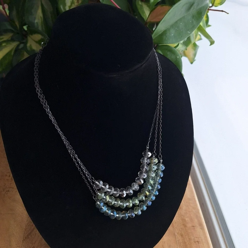 Express Multi‎ Layered Bead Necklace Adjustable Chain Lobster Clasp